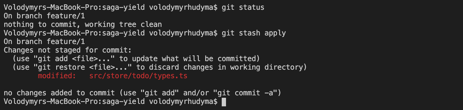 Git Stash Apply Command